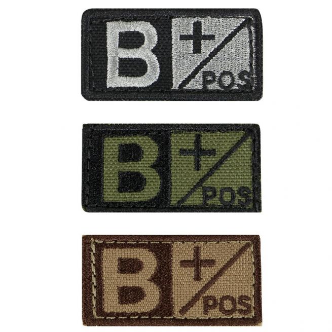 B+ BLOOD TYPE PATCH WITH VELCRO.